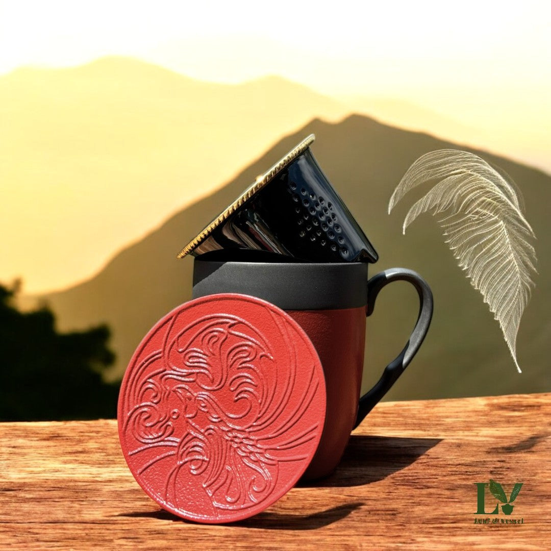 Phoenix Gold Ring 3 Piece Tea Set