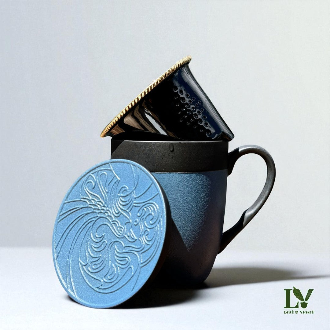 Phoenix Gold Ring 3 Piece Tea Set