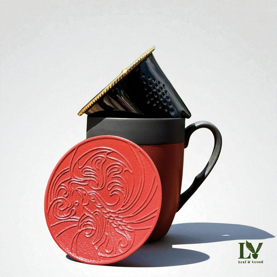 Phoenix Gold Ring 3 Piece Tea Set