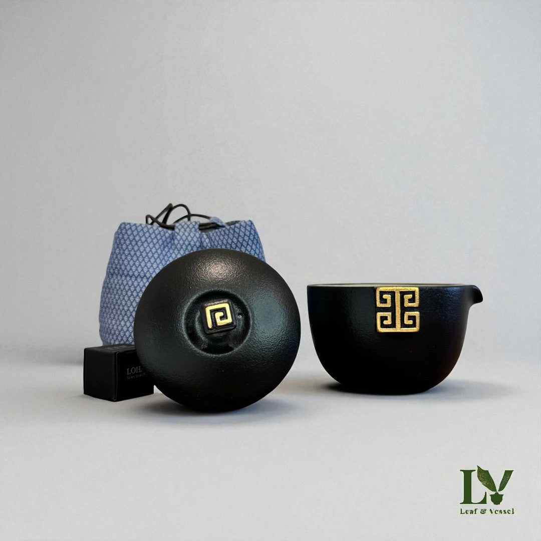 "Unbroken Line"  5 Piece Covered Bowl/Gaiwan Tea Set