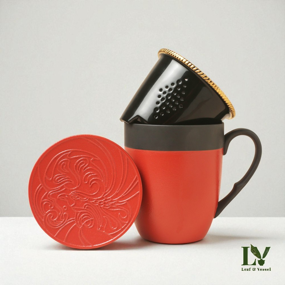 Phoenix Gold Ring 3 Piece Tea Set